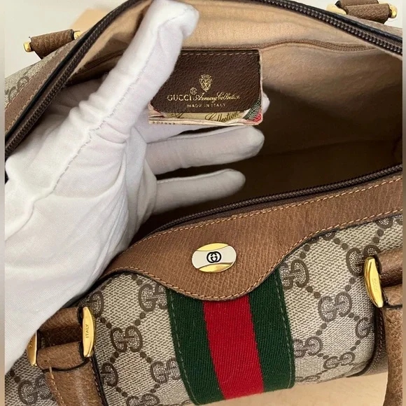 Gucci Sherry Line Boston Bag Old Version EUC Circa 1980’s Italy - Picture 13 of 17
